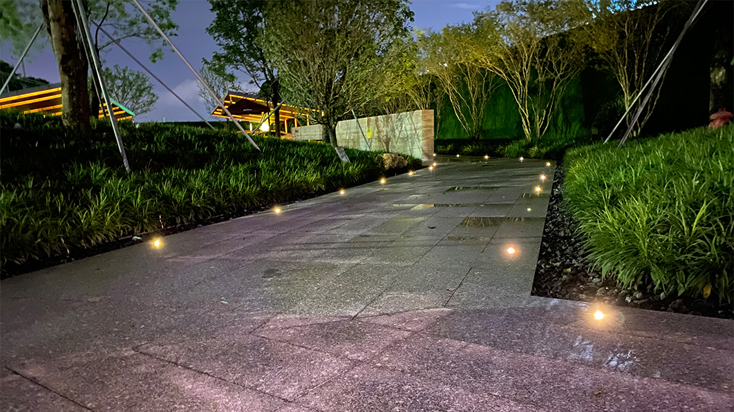 Landscape lighting projects with recessed in-ground lights